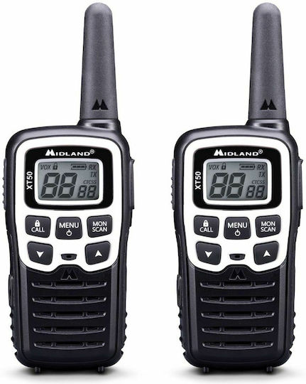 Midland XT50 Adventure Ασύρματος Πομποδέκτης PMR 0.5W με Μονόχρωμη Οθόνη Σετ 2τμχ Σε Κίτρινο Χρώμα