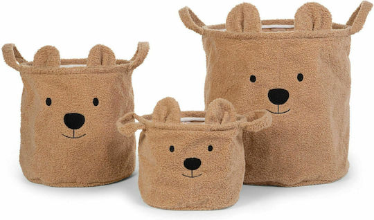 Childhome Παιδικό Καλάθι Αποθήκευσης από Ύφασμα Αρκουδάκι Μπεζ 40x40x40cm