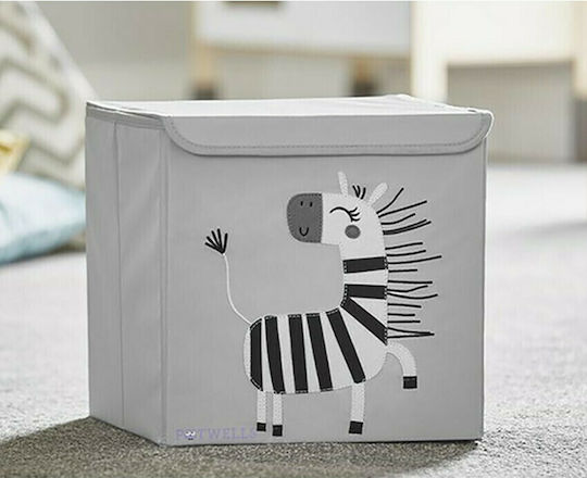 Potwells Детска кутия за съхранение сгъваема Zebra Сив 33x32x32см 1бр
