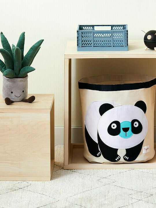 3 Sprouts Children's Storage Basket made of Fabric Panda Beige 43x43x45cm 1pcs