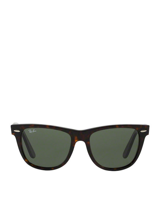 Ray Ban Wayfarer Unisex Sunglasses with Brown Tartaruga Plastic Frame and Green Lens RB2140 902