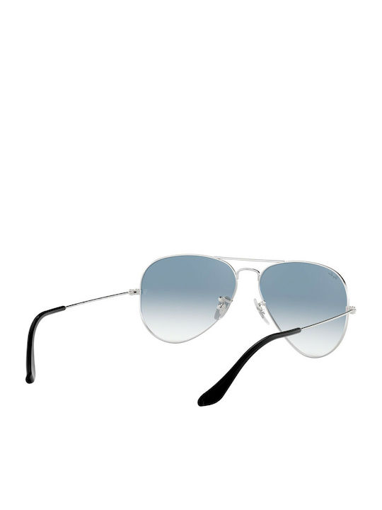 Ray Ban Aviator Unisex Sunglasses with Silver Metal Frame and Blue Gradient Mirror Lens RB3025 003/3F