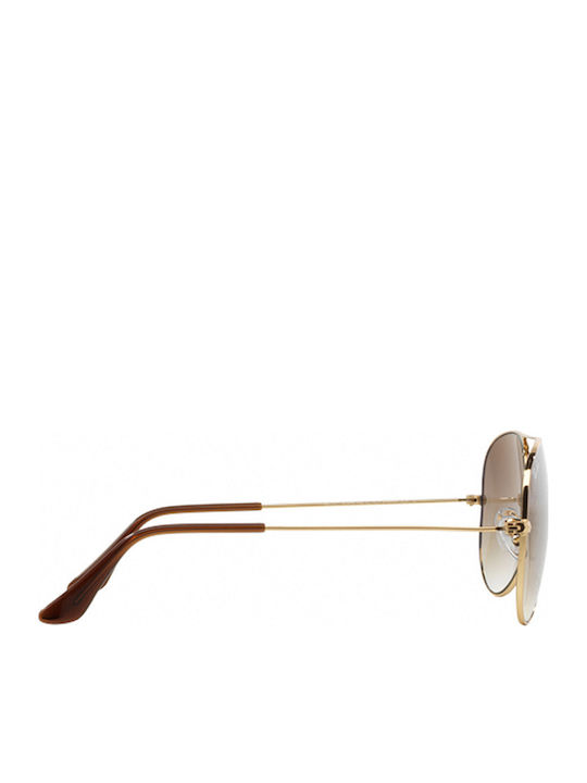 Ray Ban Aviator Unisex Sunglasses with Gold Metal Frame and Brown Gradient Mirror Lens RB3025 001/51