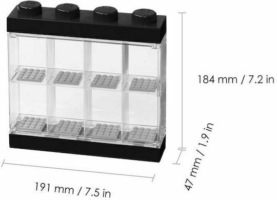 LEGO Children's Storage Box made of Plastic Display Case 8 Black 19.1x18.4x18.4cm 1pcs