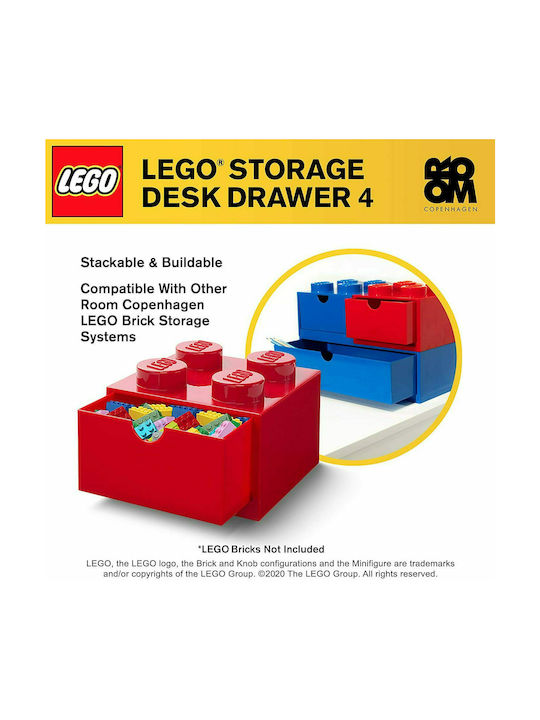 LEGO Παιδικό Κουτί Αποθήκευσης από Πλαστικό 4 Knobs Κόκκινο