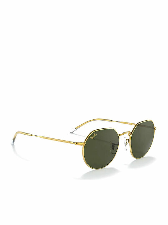 Ray Ban Jack Unisex Sonnenbrille mit Gold Metall Gestell und Grün Linse RB3565 919631