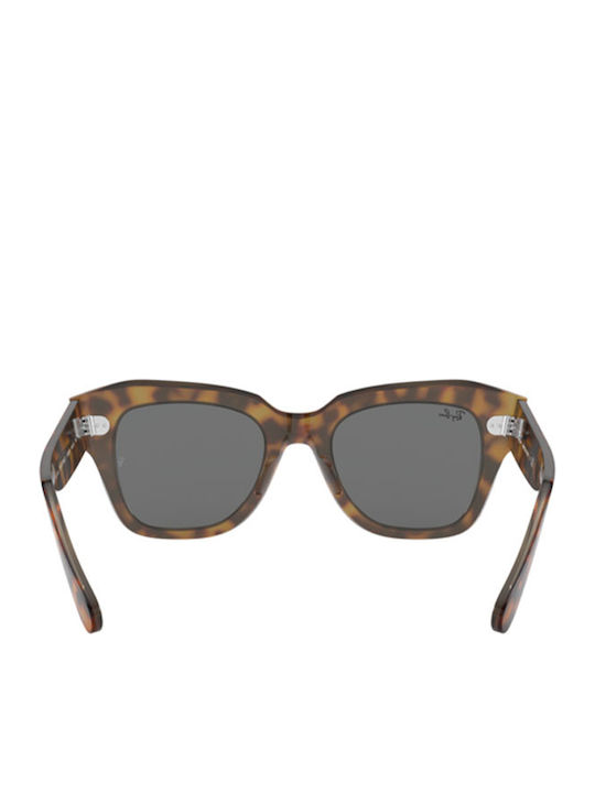 Ray Ban State Street Women's Sunglasses with Brown Tartaruga Plastic Frame and Black Lens RB2186 1292/B1