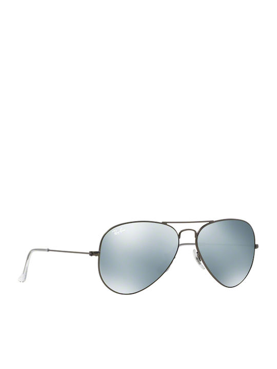 Ray Ban Aviator Unisex Sunglasses With Silver Metallic Frame And Silver Mirror Lens RB3025 029/30
