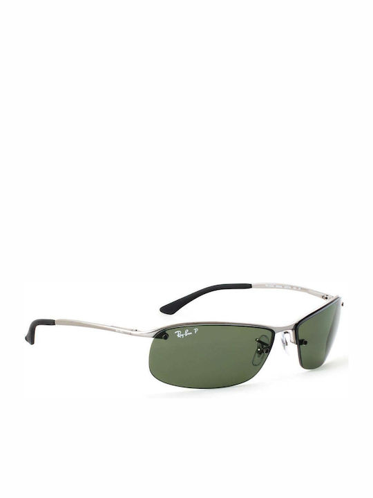 Ray Ban Unisex Sunglasses with Silver Metal Frame and Green Polarized Lens RB3183 004/9A
