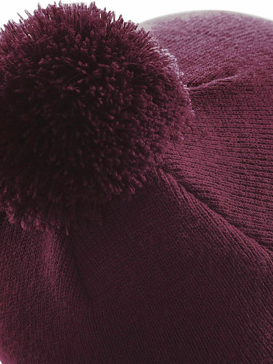 Ribbed Beanie Cap Burgundy