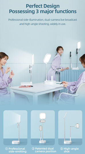 Usams Ringlicht 3000 - 6000K mit Desktop Ständer und Handyhalterung
