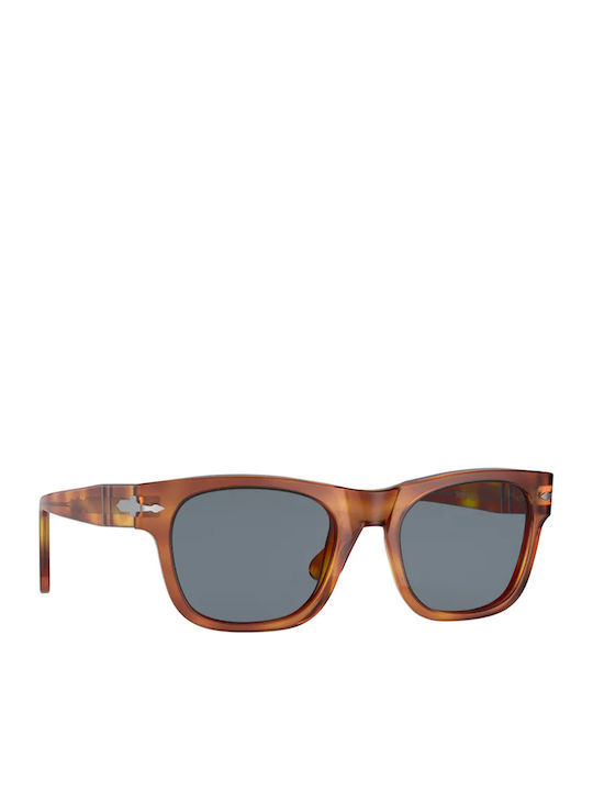 Persol Унисекс Слънчеви Очила с Кафяв Костенурков Пластмасов Рамка и Черен Стъкло