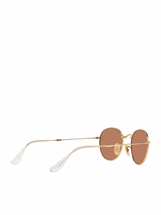 Ray Ban Round Metal Unisex Sunglasses with Gold Metal Frame and Pink Mirror Lens RB3447N 001/Z2
