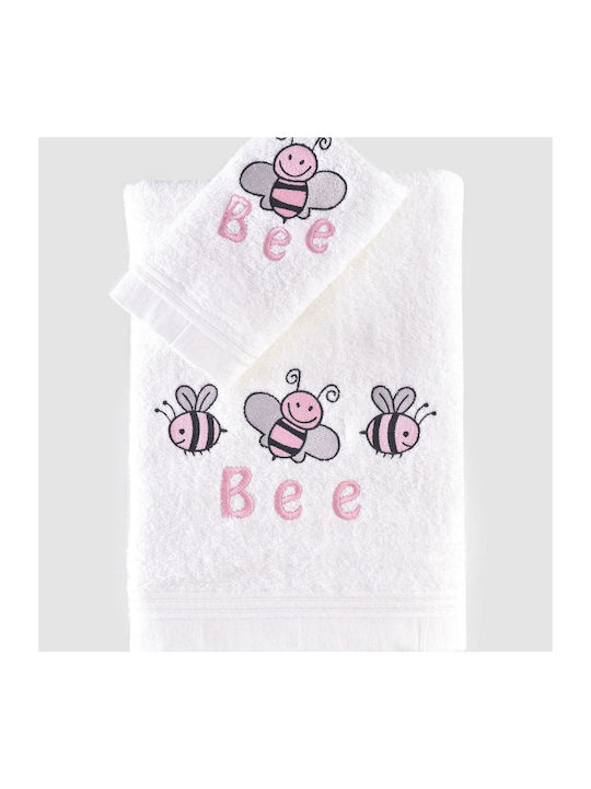 Rythmos Set of baby towels 2pcs Honey Bee White / Yellow Weight 500gr/m²