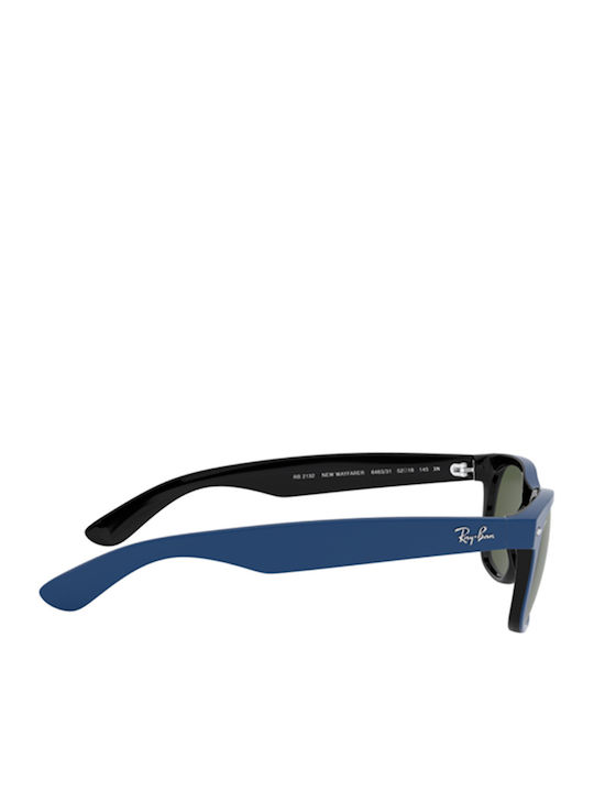 Ray Ban Wayfarer Унисекс Слънчеви очила с Черен Рамка и Зелен Леща RB2132 6463/31