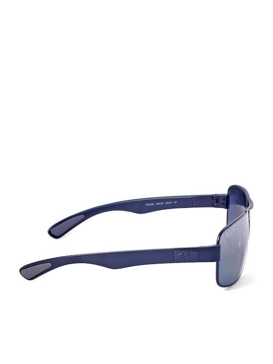 Ray Ban RB3522 Мъжки Слънчеви очила с Черен Рамка и Сребрист Поляризирани Огледална Леща RB3522 006/82