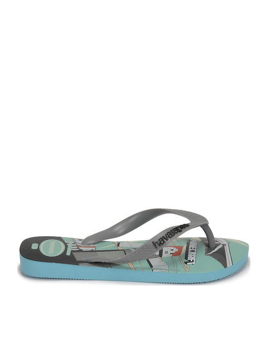 Kids' Flip Flops Gray Minecraft