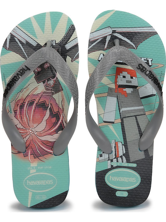 Kids' Flip Flops Gray Minecraft