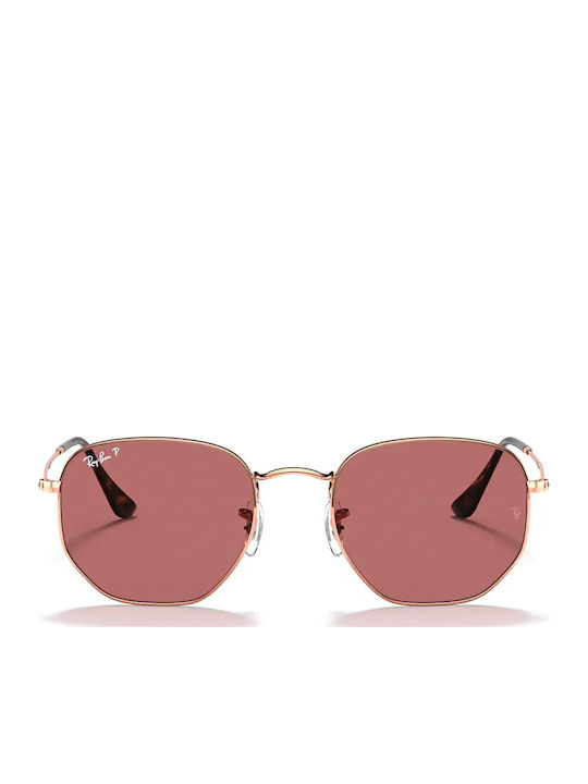 Ray Ban Hexagonal Γυαλιά Ηλίου Ροζ Χρυσά με Μεταλλικό Σκελετό