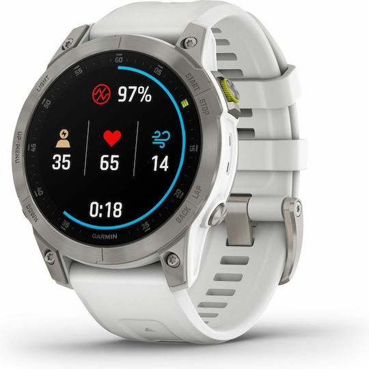 Garmin Epix (Gen 2) Sapphire Титан 47мм Водоустойчив Смартчасовник с Пулсомер (White Titanium)