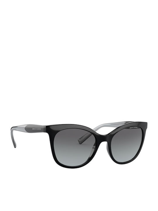 Armani Exchange Women's Sunglasses with Black Plastic Frame and Black Gradient Lens