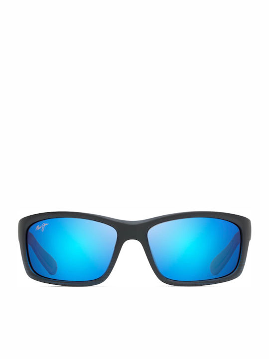 Maui Jim Herren Sonnenbrillen mit Blau Kunststoff Gestell und Blau Polarisiert Spiegel Linse B766-08C