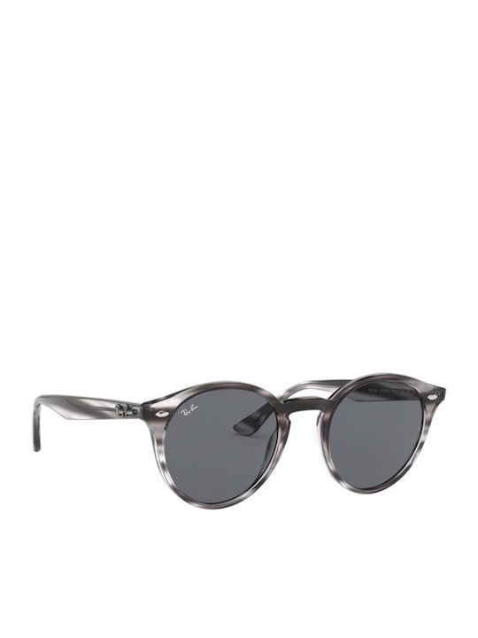 Ray Ban Highstreet Unisex Sunglasses with Grey Tartaruga Horn-Rimmed Frame and Black Mirror Lens RB2180 6430/87