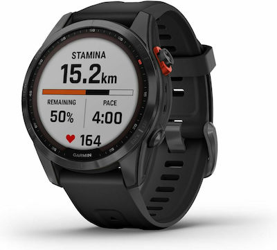 Garmin Fenix 7S Solar Stainless Steel 42mm Waterproof Smartwatch with Heart Rate Monitor (Slate Gray with Black Band)