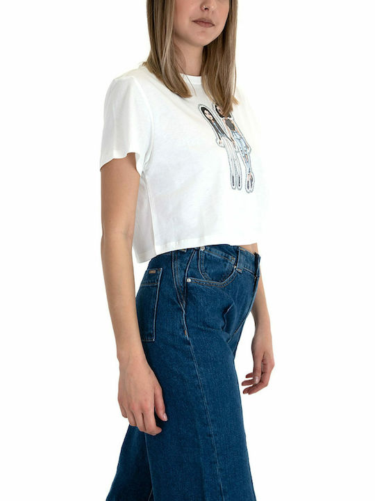 Women's Summer Crop Top Cotton Short Sleeve White