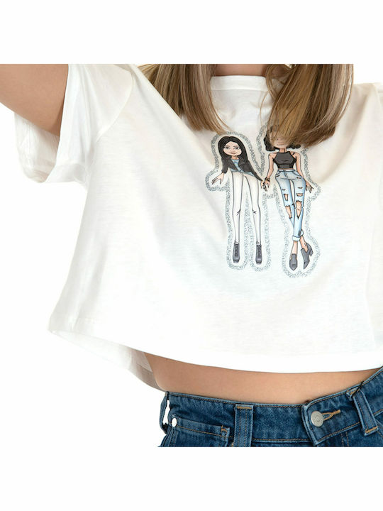 Women's Summer Crop Top Cotton Short Sleeve White