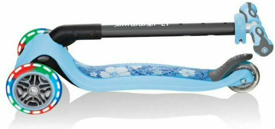 Globber Kids Scooter Foldable Go-Up Deluxe Fantasy Lights 3-Wheel for 3+ Years Blue