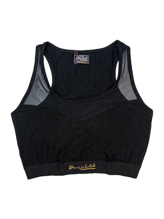 Damen Sommer Crop Top Baumwolle Ärmellos Schwarz
