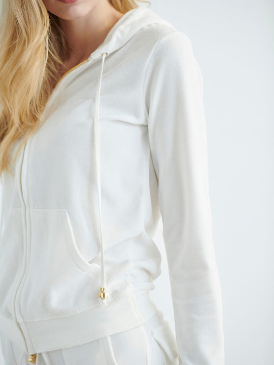 Women's Sweatshirt Jacket Velvet Hooded Ice Marl