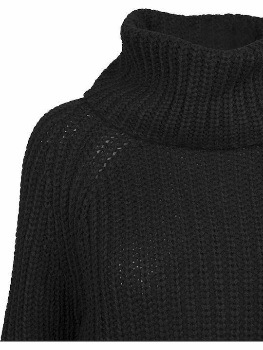 Bluze Damă Mânecă Lungă cu Guler Înalt Negru