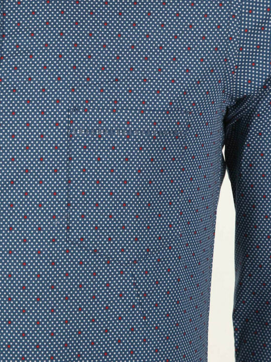 Hugo Boss Herrenhemd Langärmelig Polka Dot Marineblau