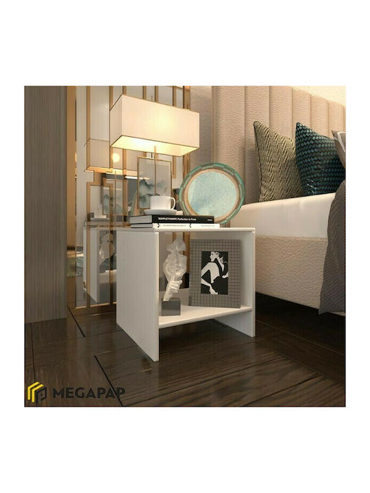 Pavia Wooden Bedside Table Λευκό 39x39x39cm