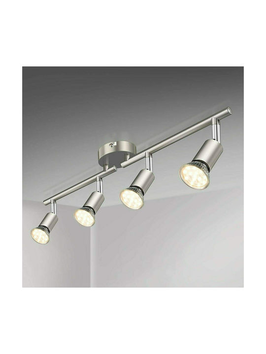 Defurhome Spot with 4 Lights and with Socket GU10 in Silver Color