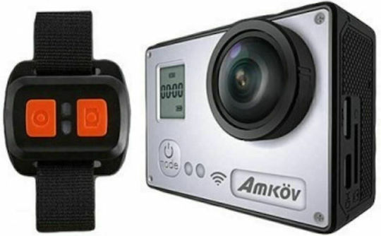 Amkov AMK7000S Action Camera 4K Ultra HD Underwater with Screen 2" and Wi-Fi Silver