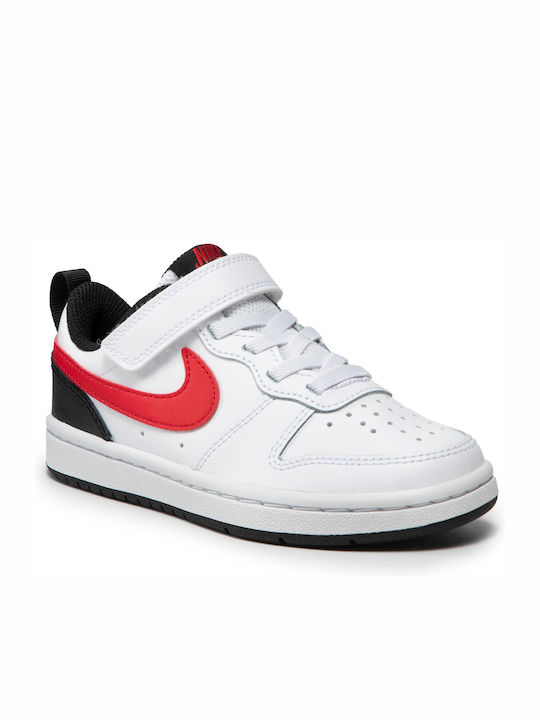 Court Court Borough Low 2 Kids Sports Shoes Basketball with Hoop & Loop Closure White / University Red / Black