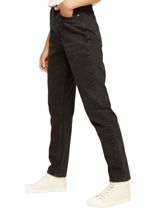 Hoch tailliert Damenjeans in Mom-Passform Schwarz
