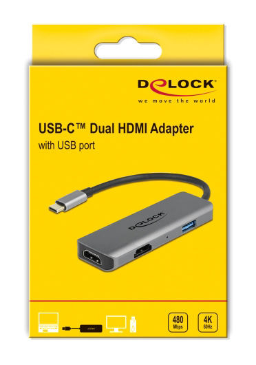 DeLock USB-C Докинг станция с HDMI 4K Сив (87780)