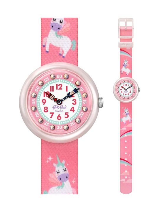FlikFlak Kids Analog Watch Magical Dream with Fabric Strap Pink