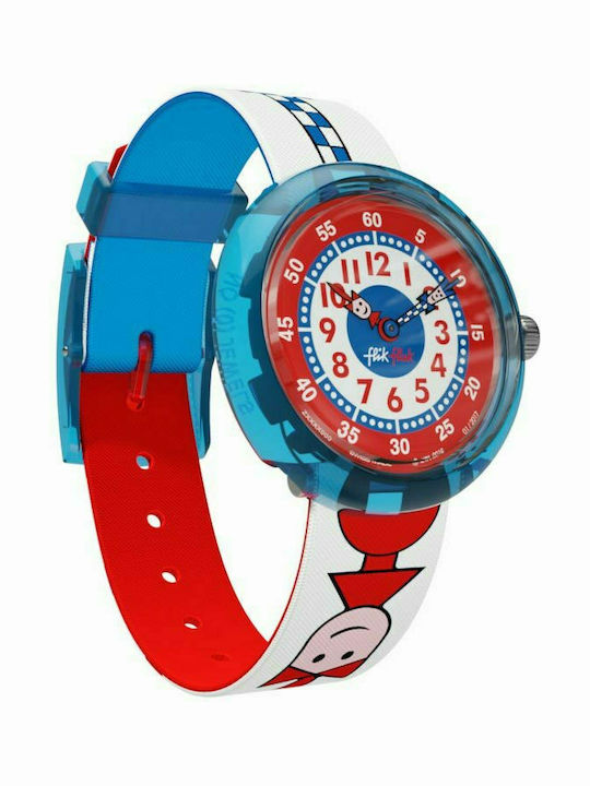 FlikFlak Ticking Right Αναλογικό Παιδικό Ρολόι 29mm Πολύχρωμο με Υφασμάτινο Λουράκι