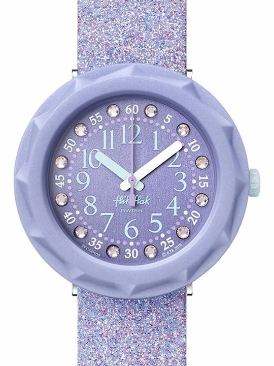 FlikFlak Ceas analogic pentru copii Shine Bright Lilaxus cu curea din cauciuc/plastic Violet