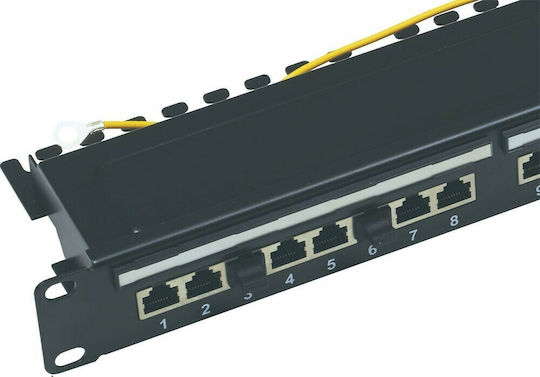 Central Patch Panel Shielded για Rack 1U 19" 24 Θυρών cat6a Μαύρο