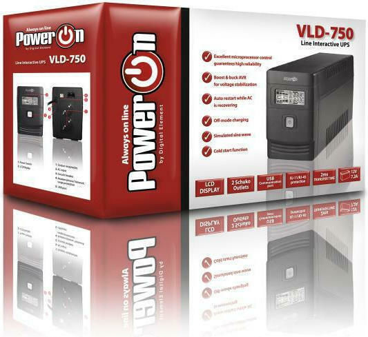 Power On VLD-750 UPS Line-Interactive 750VA with 2 Schuko Power Plugs