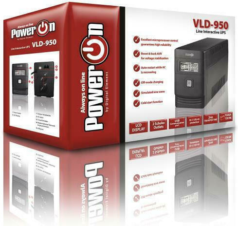 Power On VLD-950 UPS Line-Interactive 950VA with 2 Schuko Power Plugs