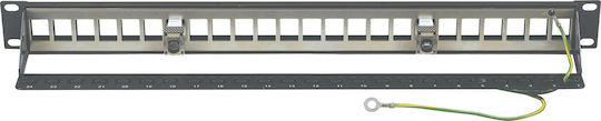 Central Patch Panel Keystone for Rack 1U 19" with 24 Ports Black