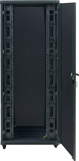 Central Boden Rack-Schrank 47U mit 2 gelochten Türen 60x100x229cm Schwarz 9900 3 696 47/C2