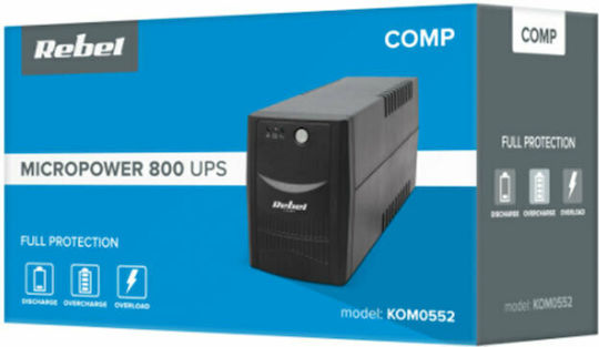 Quer KOM0552 UPS Line-Interactive 800VA 480W με 2 Schuko Πρίζες